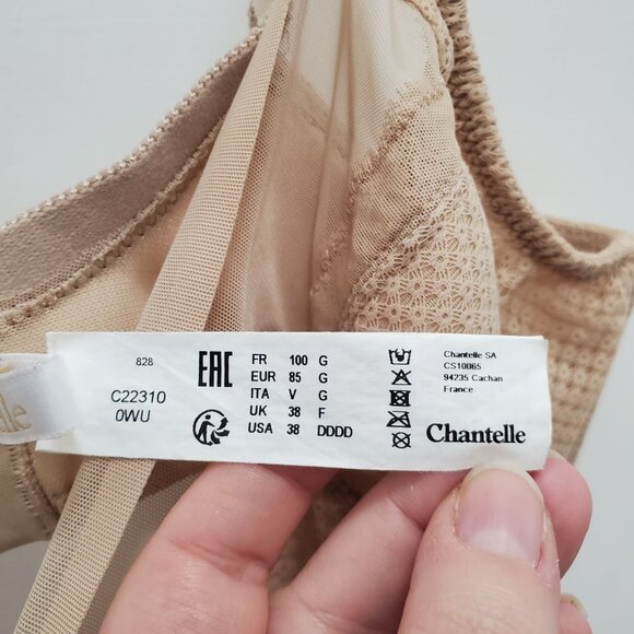 Chantelle‎ C22310 Parisian Allure Unlined Plunge Nude Underwire Bra Size 38DDDD - Picture 4 of 6